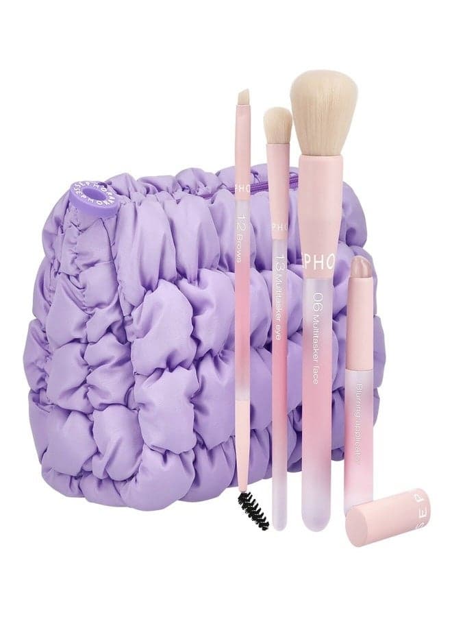 SEPHORA COLLECTION Pillow Dream Brush Set – Essential Makeup Brush Collection with Soft Carry Case