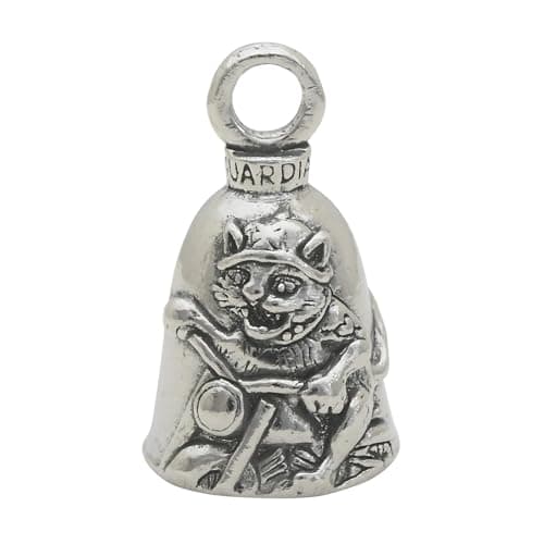 Guardian Bell Biker Cat Good Luck Bell wKeyring Black Velvet Gift Bag Motorcycle Bell LeadFree Pewter Ride Bell Good Luck Gift to Friends Family Bike Bell Gift Accessory Made in USA