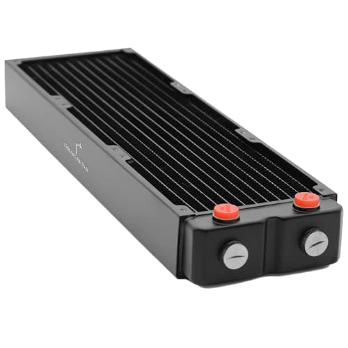 Dracaena.io 360mm Copper PC Radiator for Custom Water Cooling Loop, 45mm Thick, 3x120mm Fan Mount, 4 G1/4 Thread Ports, Liquid Cooling Radiator, Black