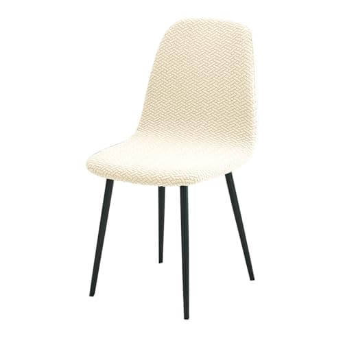 HOKIPO Premium Jacquard 210gsm Fully Covered Cover for Mid Century Modern Dining Chair, Pack of 1, Beige, (AR-5357-BGE)