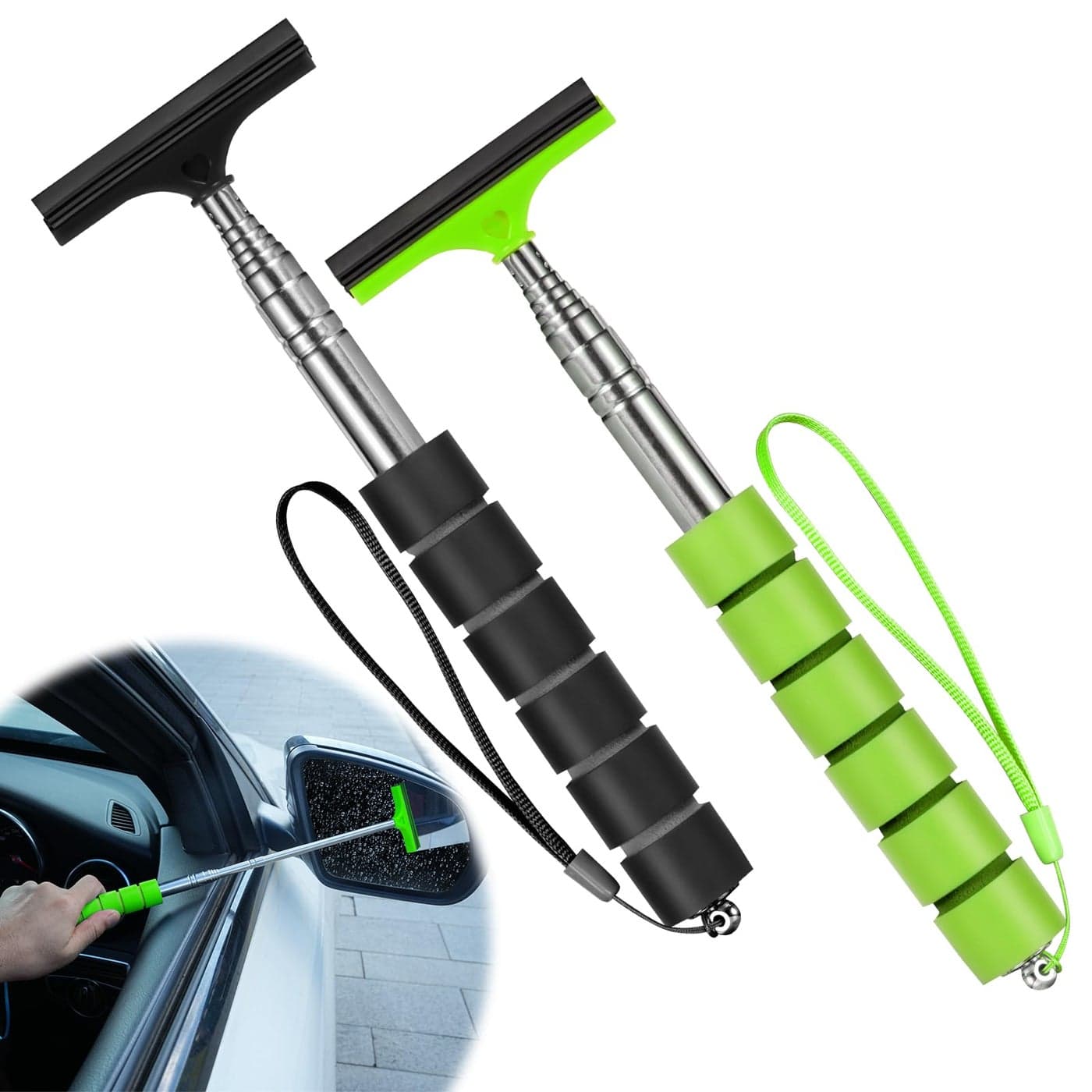 Side Mirror Squeegee 2 PCS Car Mirror Squeegee Retractable Car Rearview Mirror Wiper for All Vehicles Universal Automotive Accessories