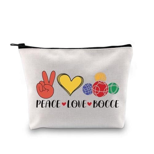 G2TUP Funny Bocce Ball Lover Gift Peace Love Bocce Makeup Bag Bocce Queen Cosmetic Bag Fun Yard Game Gift Peace Love Bocce MB