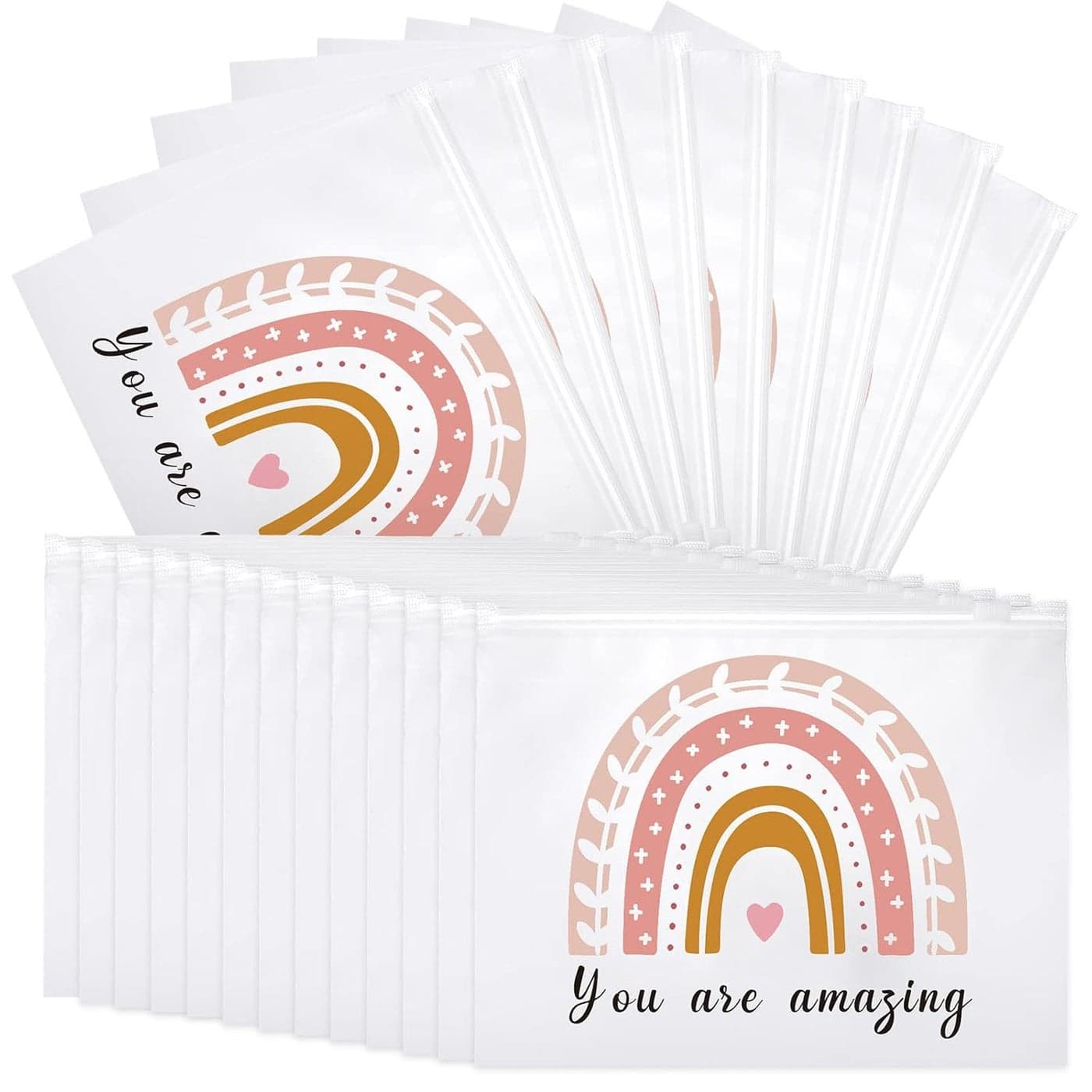 100 Pcs Inspirational Gifts for Girls Women Travel Cheer Makeup Bag Bulk Loved Quotes Cosmetic Bags with Zipper Thank You Encouragement Birthday Gift Bag for Nurse Teacher Friend (You Are Amazing)