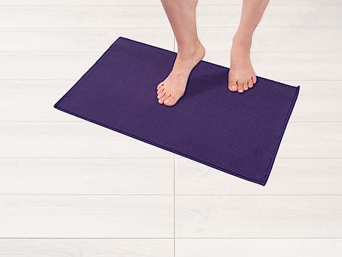 American Soft Linen Bath Rug 17 in 24 in 100 Cotton Bath Mats Rugs for Bathroom Slip Reducer Washable Shaggy Form Area Rugs Purple Bath Rug