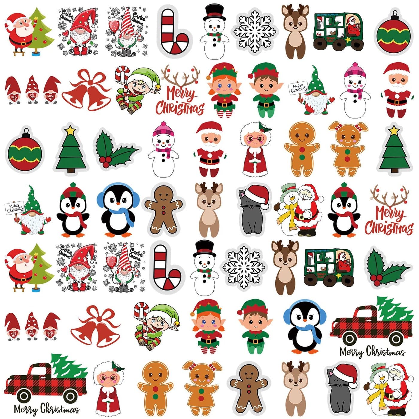 Dilunave 60 Sheets Christmas Iron on Transfers Santa Claus Patches Stickers Washable Heat Appliques Thermal Transfer Stickers for Shirt Cloth DIY Crafts Party FavorsCute