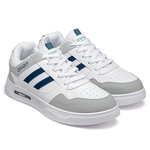 ASIAN Men's BOSTON-02 White Casual Sneaker Shoes with Synthetic Upper Lightweight Comfortable Mid Top Sneaker Shoes for Men's & Boy's,UK 6