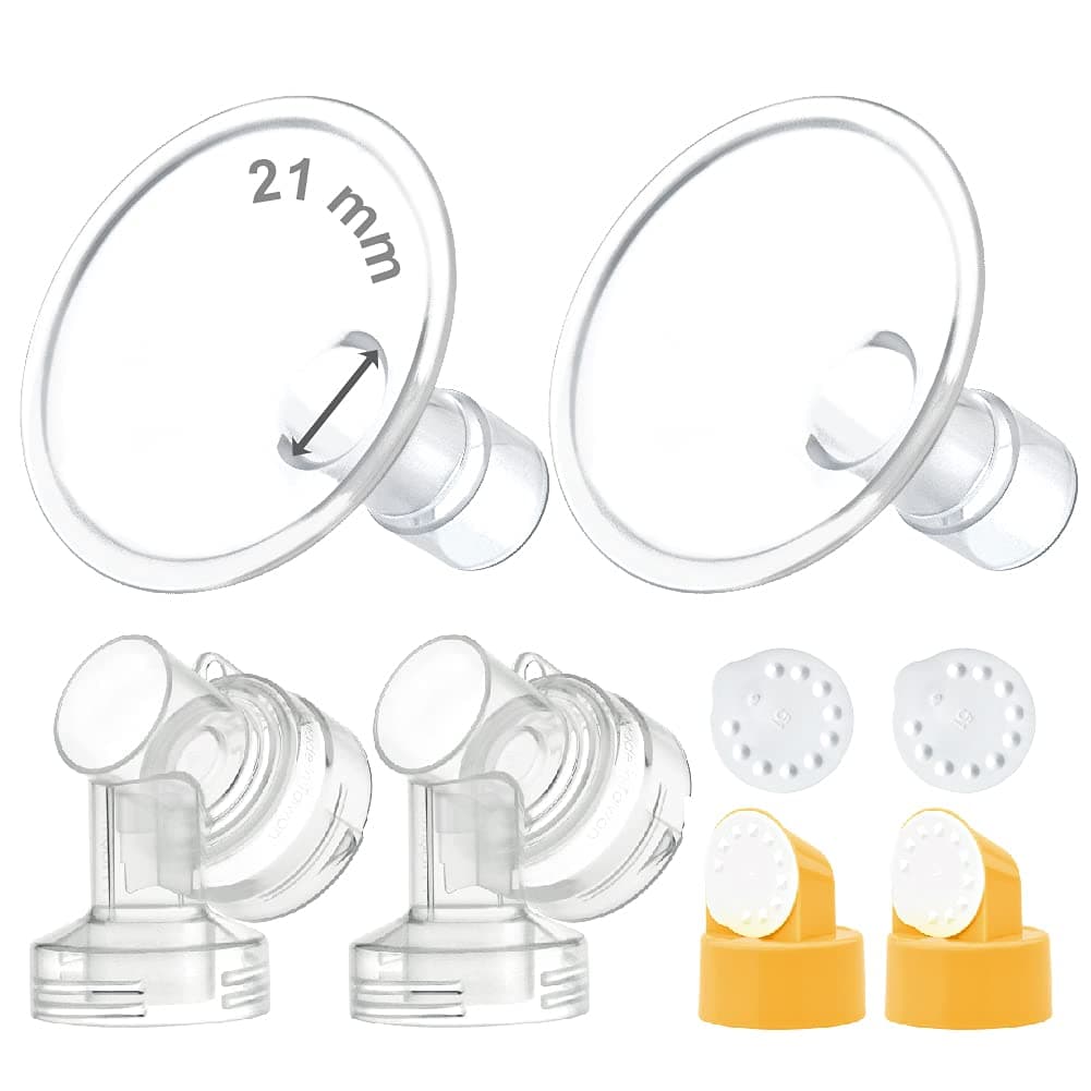 Maymom MyFit Flange Set TwoPiece Breast Shield 21mm Small Connector Valve Membrane Compatible with Medela Breast Pumps Pump in Style Advanced Lactina Symphony Not Original Medela Pump Parts