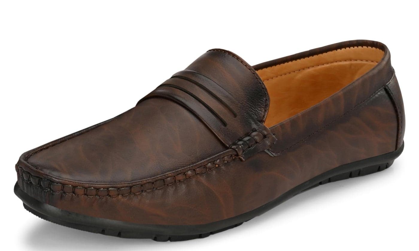 Karaddi Hand Stitched Men's Loafer 5088 Back Open Half Shoes, Casual Suj Boy Nagra Slip On for Men, Brown, 8 UK/Ind