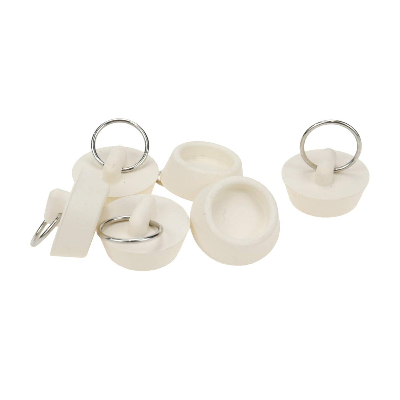 Semetall Drain Stopper 6 Pack 118 Bath Plugs Rubber White Sink Plug with Hanging Ring for BathtubBathroomKitchen