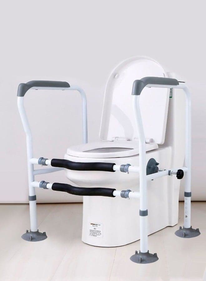 Toilet Safety Rails, Adjustable Toilet Safety Frame with Suction Cups, Non-Slip Toilet Grab Bar for Seniors and the Disabled, Compatible with Most Toilets