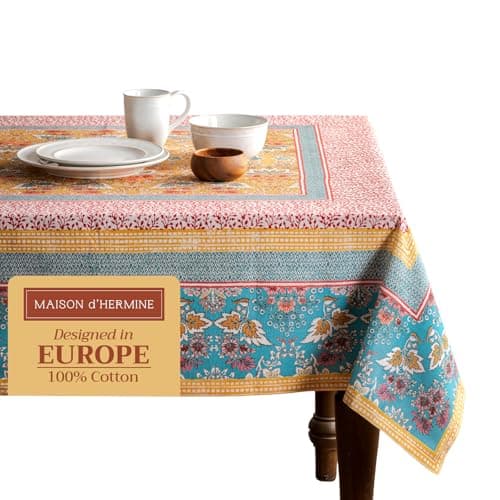 Maison dHermine Table Cloth Rectangle Table 100 Cotton 70 x 108 Inches Tablecloth Reusable Decorative Everyday Use for Dining Room Farmhouse Home Party Festive Wedding Spring Summer Marquise