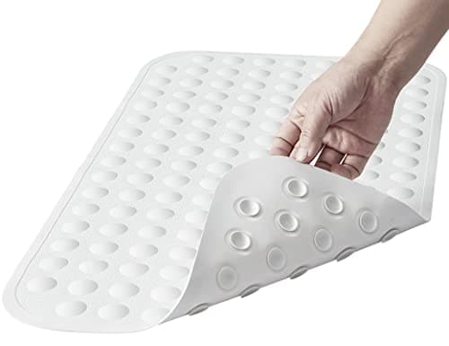 Yanzifly Bathtub Mat Non Slip Bath Mat for Tub Silicone Soft Bath Tub Mat Non Slip Shower Mats, Suction Cups Bath Tub Anti Slip Matt for Family Use, Machine Washable-White