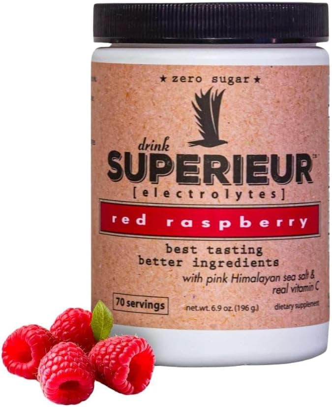 Superieur Electrolytes Plant Based Electrolyte Supplement wSea Minerals for Hydration Recovery Keto Friendly NonGMO Zero Sugar Vegan Healthy Sports Drink Powder Raspberry 70 Servings