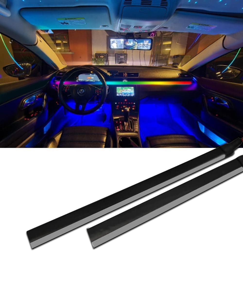 Carzex® K4 Multi-Color Matrix Interior Ambient Light for Car Dashboard - App Controlled, Magic Running Atmosphere Light (110cm & 25cm, Pack of 2)