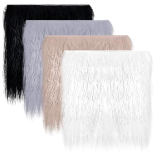 4 Pcs Faux Fur Fabric Squares Faux Fox Fur Square Fabric Soft Faux Fur Fluffy Fabric Fuzzy Fabric Warm Fur Material Furry Fabric Faux Fur for Crafts DIY Seat Cushion Costumes Rugs Apparel, 10"×10"