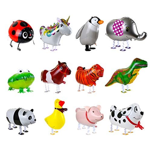 KESOTO 12PCS Walking Cute Animal Balloons for Animal Theme Party, Birthday Party Supplies