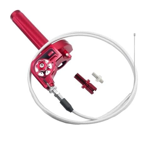 Motorcycle Throttle Grip 78 22mm CNC Aluminum Quick Twister with Throttle Cable for KLX CR CRF EXC XR CRF50 CRF230 50 70 110 125 230 250 Dirt Pit Bike Motocross Motorbike Quad ATV Red
