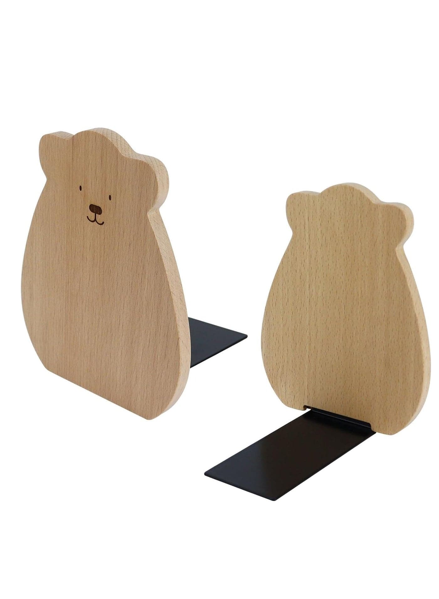 Heavy Duty Wooden Bookends - 1 Pair Anti-Slip Book Holders for Home, Office, School Library - Stylish Wood Book Stopper Shelf Decor