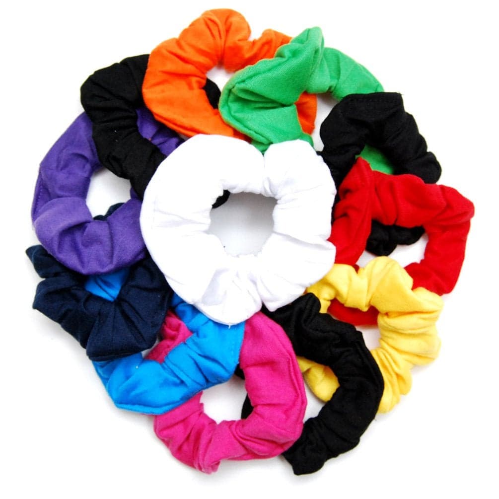 12 Pack 4 inch Pretty Cotton Colorful Scrunchies Ponytail Holder Elastic Hair Bands
