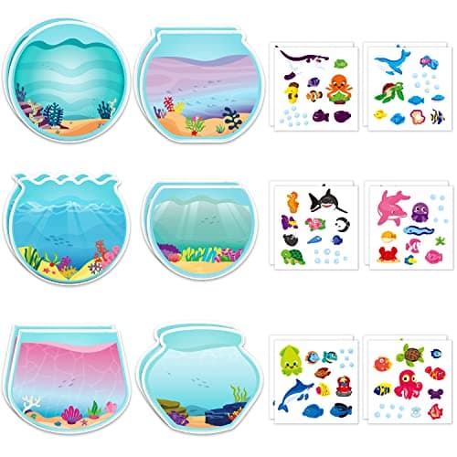 CY2SIDE 12PCS Summer Sea Animal Stickers Craft for Kid Make Your Own Fish Tank Scene Sticker DIY Sea Life Animal Sticker Under the Sea Summer Craft Activities for Kids Classroom Party Game Reward Gift