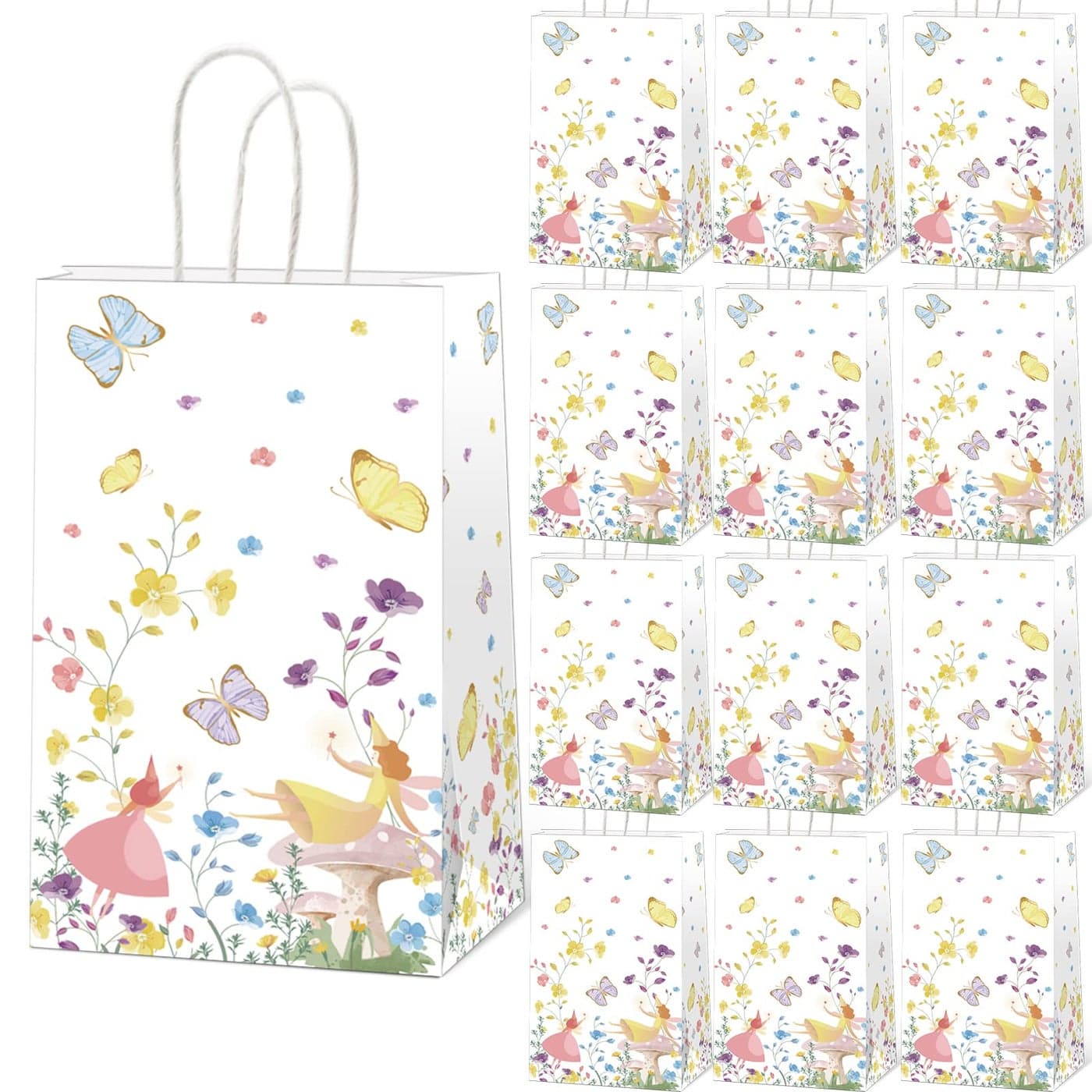 gisgfim 12pcs Truly Fairy Paper Treat Bags with Handles Talking Party Supplies Bags Tea Luncheon Garden Birthday Party Decoration Supplies