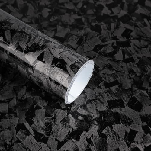 Lypumso PET Forged Carbon Fiber Vinyl Wrap, Glossy Car Vinyl Film for Automotive with Air Release Technology for Vehicle Decal DIY Interior Exterior Decoration (Black Chopped Forged, 1ft x 5ft)
