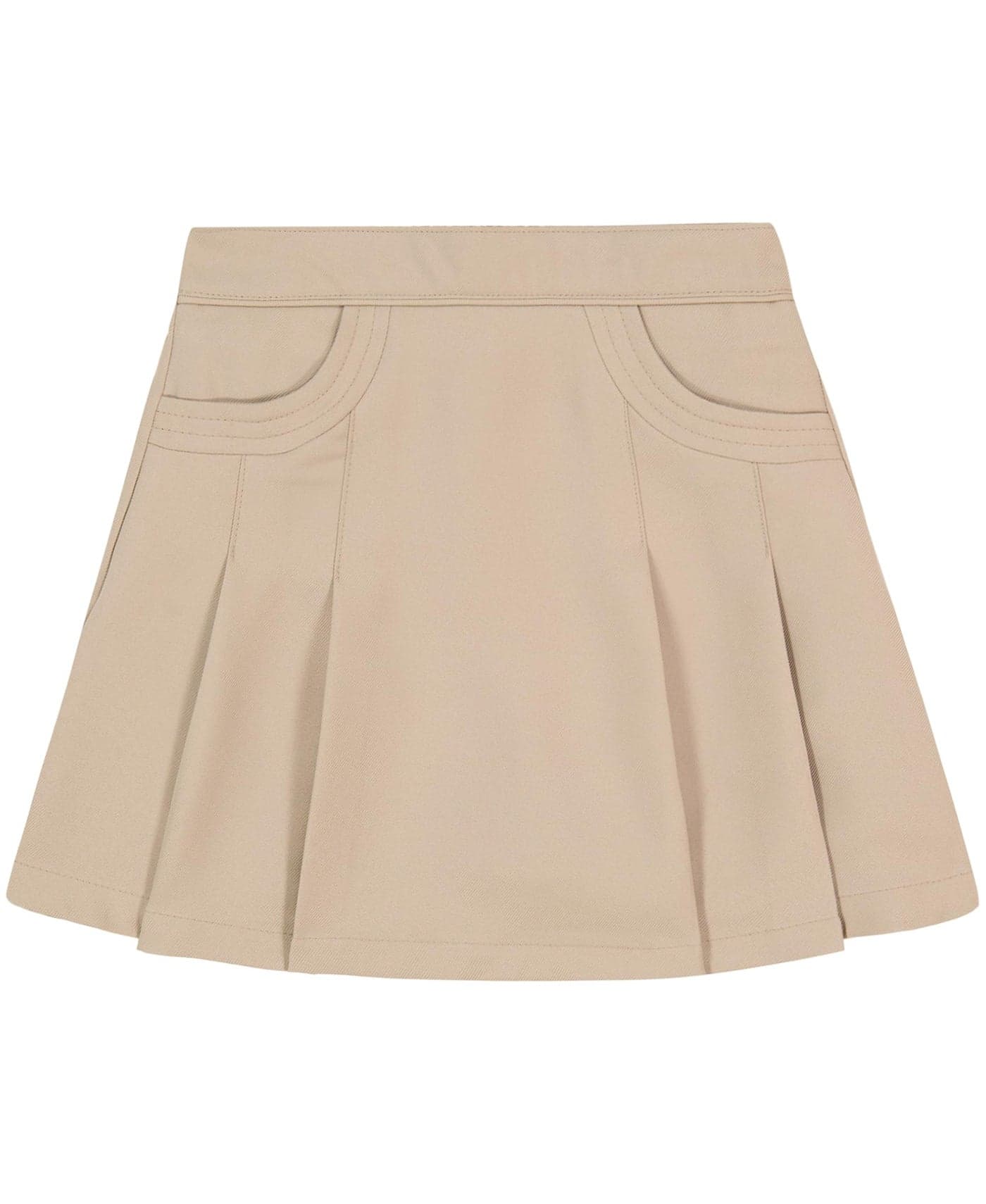 Nautica Girls School Uniform Pleated Scooter with Pockets Skirt, Khaki, 7 US