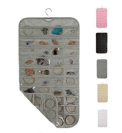 Home Style India Hanging Jewellery Organizer Dual Side 80 Pockets Accessories Storage For Holding Jewellery Pack Of 1 Grey