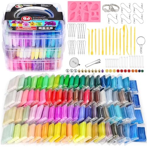 CiaraQ Polymer Clay Starter Kit Oven Bake Modeling Clay with Sculpting Tools 86 Colors 44 lbs