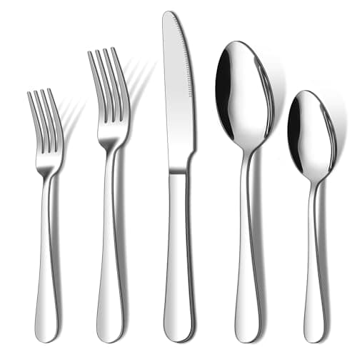 20 Piece Silverware Set ENLOY Stainless Steel Flatware Cutlery Set Kitchen Utensil Set Service for 4 Include Knife Fork Spoon Mirror Polished Dishwasher Safe