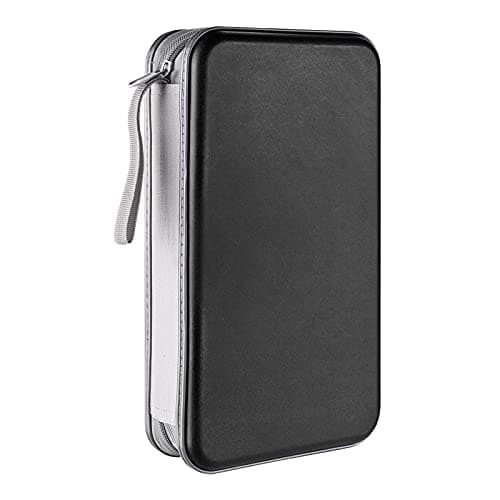 LIOVODE DVD Case, 96 Capacity CD Case Portable CD Holder Storage Hard Plastic DVD Wallet Holder Organizer for Car (Black)