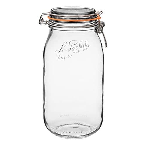Le Parfait Super Jar Canning Jar 2L French Glass Canning Jar wRound Body Glass Jar With Airtight Lid Canning Jar Wide Mouth Glass Jar With Lid Clear Jars Clear Glass Jars 64oz2 Quarts 1 pk