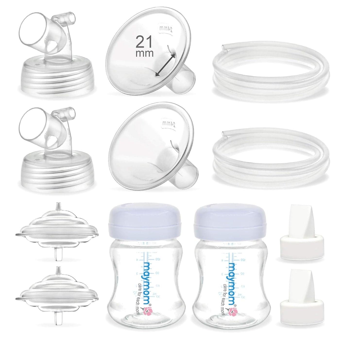 Maymom Pump Parts Work with Spectra S2 Spectra S1 21mm Flange Valve Tube Bottle Backflow Protector Not Original Spectra S2 Accessories Spectra Duckbill Valve Spectra Bottle Spectra Flange 21mm