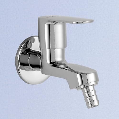 Benelave by Hindware Bib Tap with Nozzle | Made of Brass | Mirror-Like Chrome Polish Finish | Suitable for Outdoor/Garden Area | Volga Range | 7-Year Manufacturer Warranty
