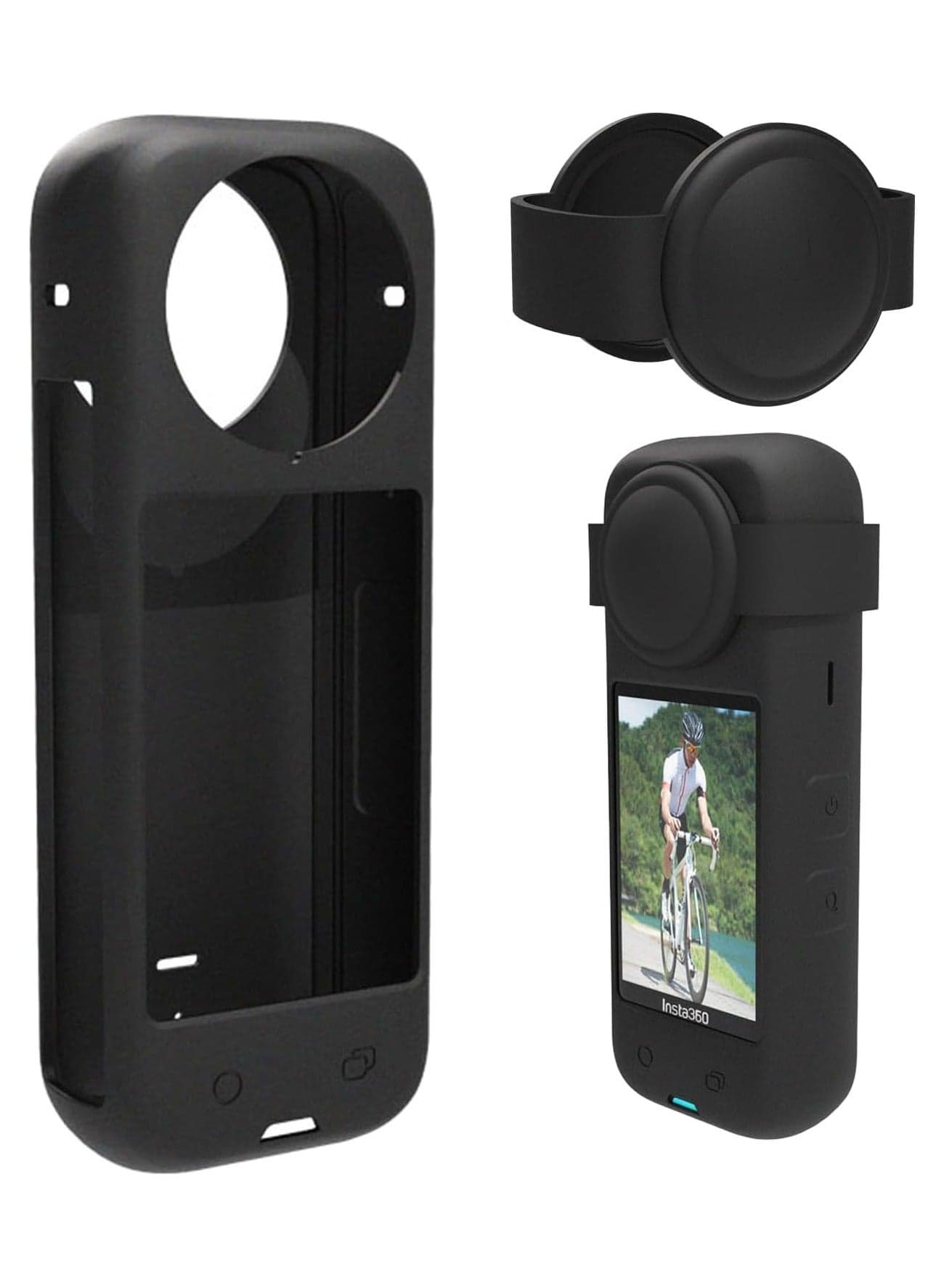 Durable Silicone Case for Insta360 X4 Panoramic Sports Camera Includes Lens Cap Dustproof and Shockproof Protection Black