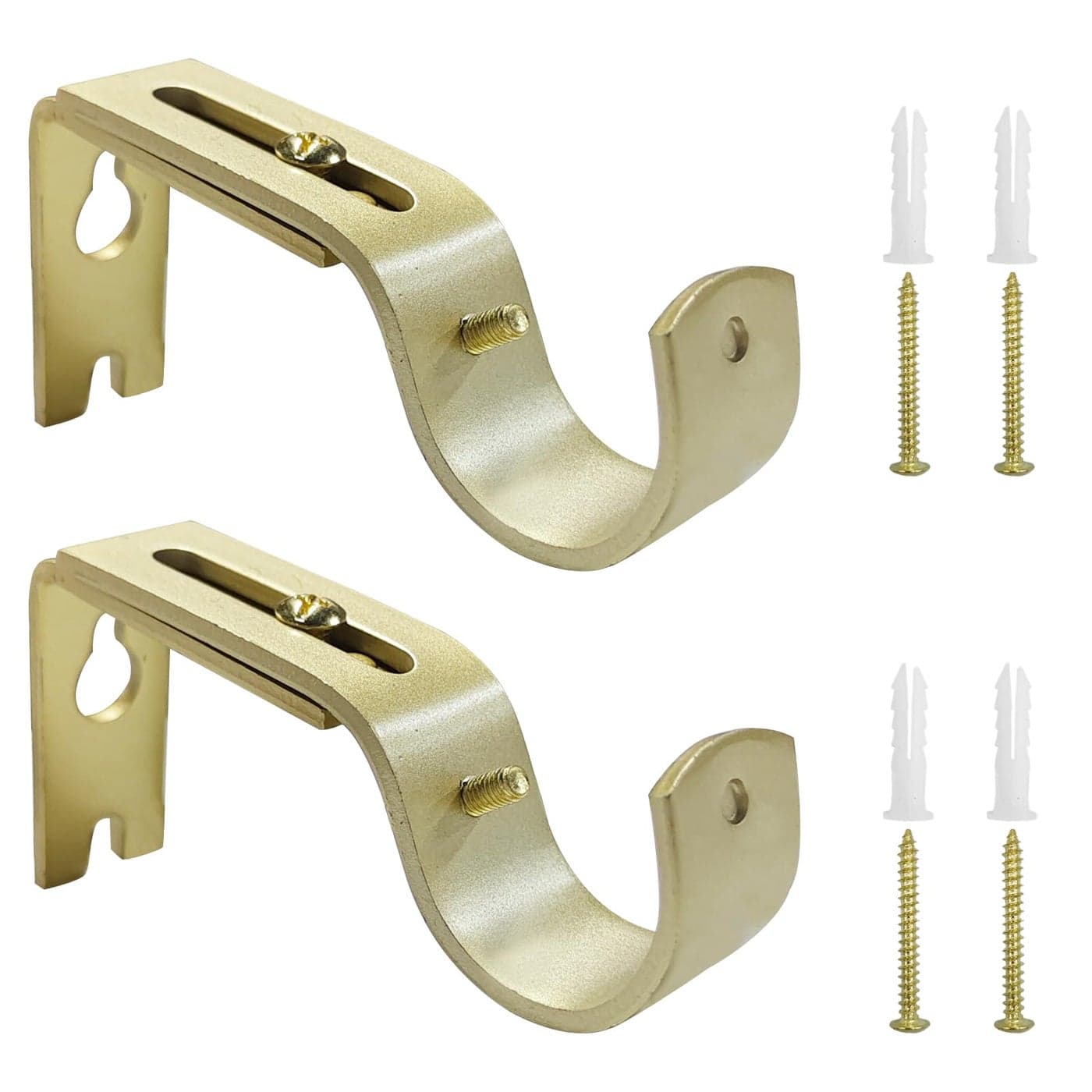 Kowibcl Adjustable Curtain Rod Wall Brackets Set of 2 Gold 1 Inch Diameter Heavy Duty Iron Wall Mount