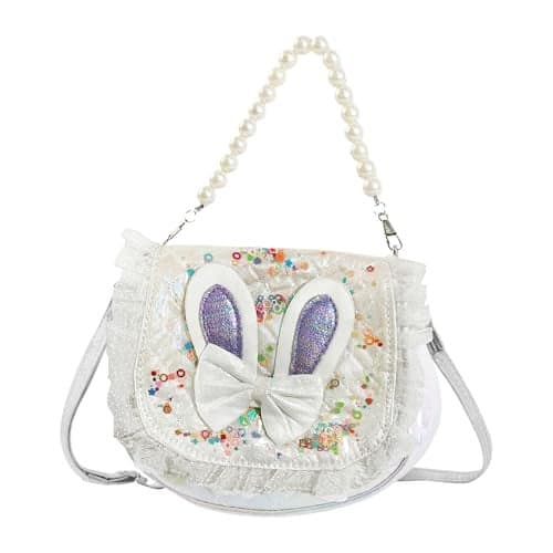 FunBlast Bunny Sling Bag for Girls, Fashion Cute Hand Bag for Girls Shoulder Bag Stylish Latest Gifts for Kids Age 5-10 Purse for Girl, Cross Body Bag for Woman (Print May Vary) (White)