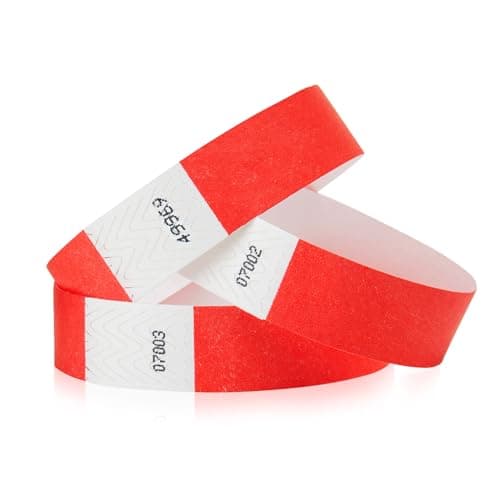 100 WristCo Neon Red Tyvek Wristbands for Events Tamper-Proof Design & Fluorescent Color Prevent Reuse Premium-Grade Bracelets for Hospital & Medical ID, Party & VIP Identification