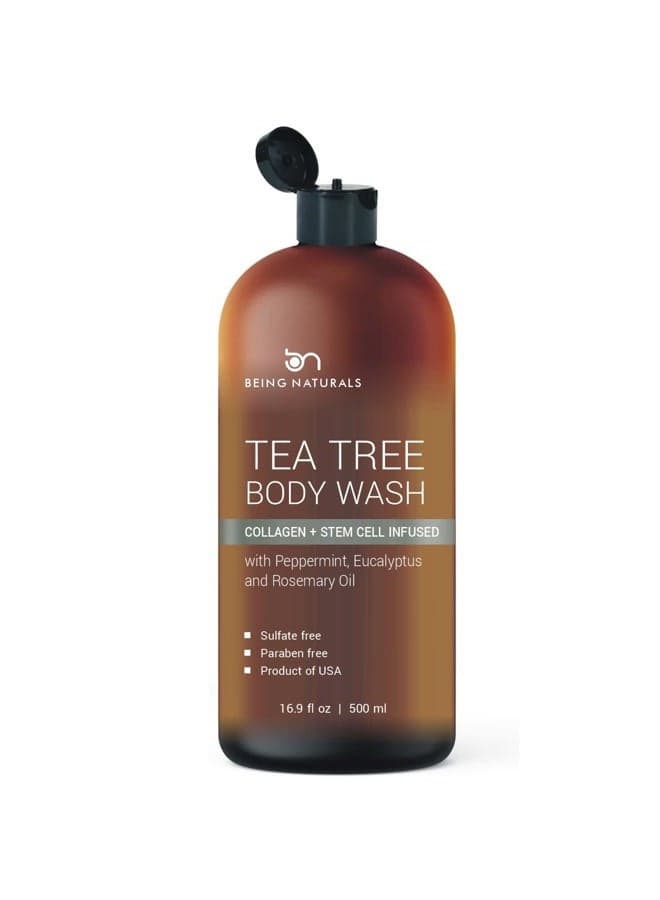 Body Wash with Tea Tree & Organic Tea Tree Oil - Fights Odor, Acne & Skin Issues, 16.9 oz by BeingNaturals