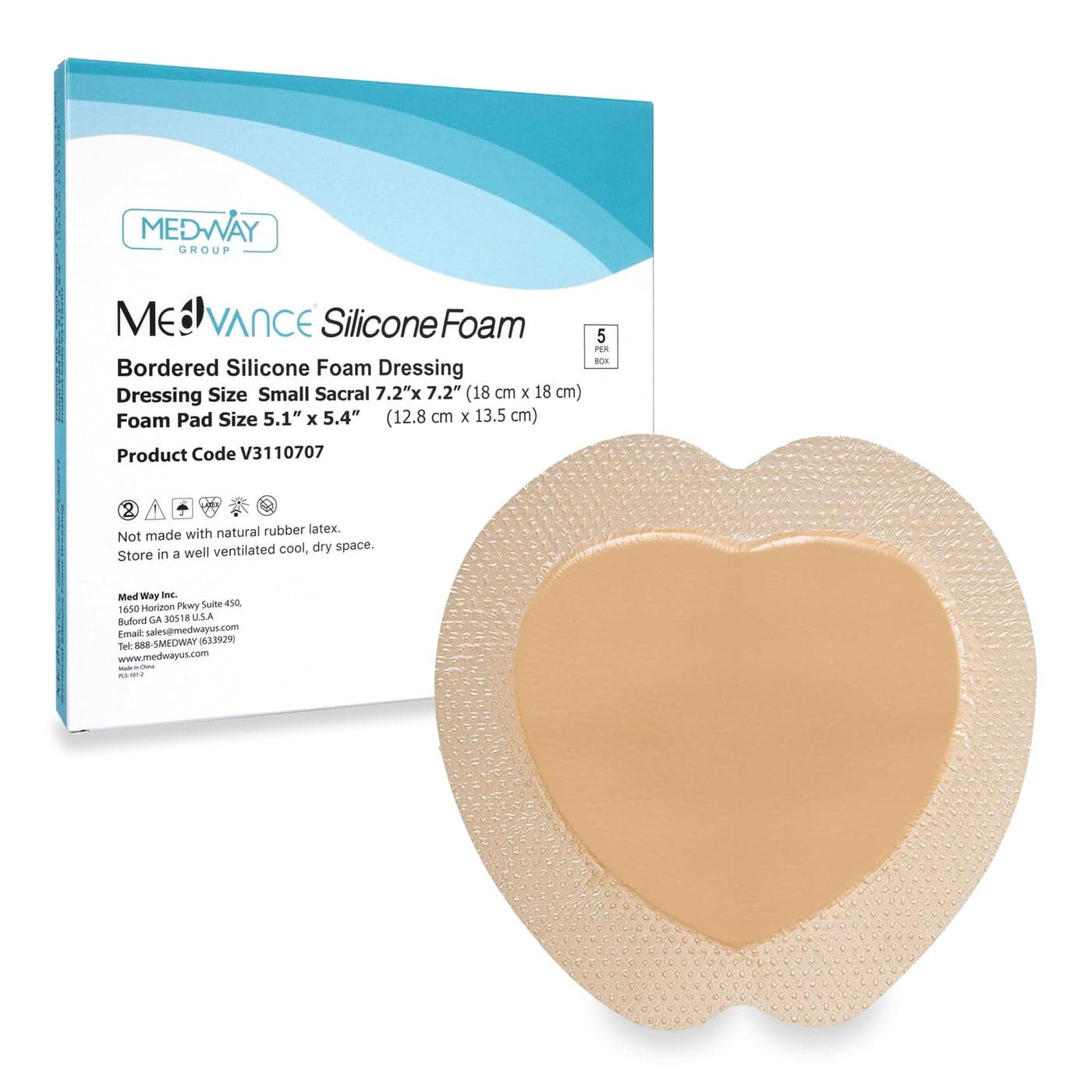 TM Silicone Bordered Silicone Adhesive Foam Dressing Sacral Size 7x 7 Box of 5 dressings