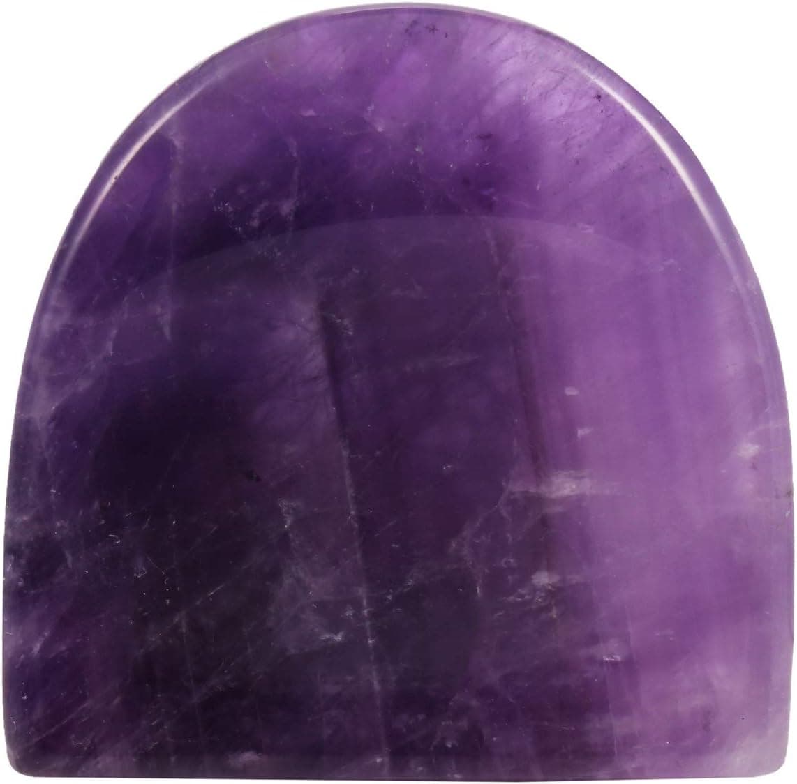 SUNYIK Handcarved Thumb Worry Stone, Polished Palm Pocket Stones Healing Crystals, Half Round, Amethyst