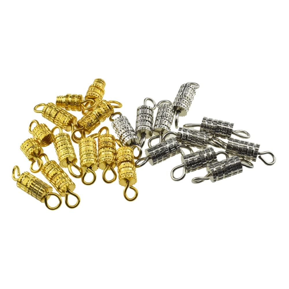Hahiyo 14mm Length Jewelry Barrel Screw Quick Tighten Strong Connection Coordinate Beautifully Twist Clasps Hole Tube Fastener Cord End Caps Assorted 80 PCS for Waist Beads Anklets Necklaces