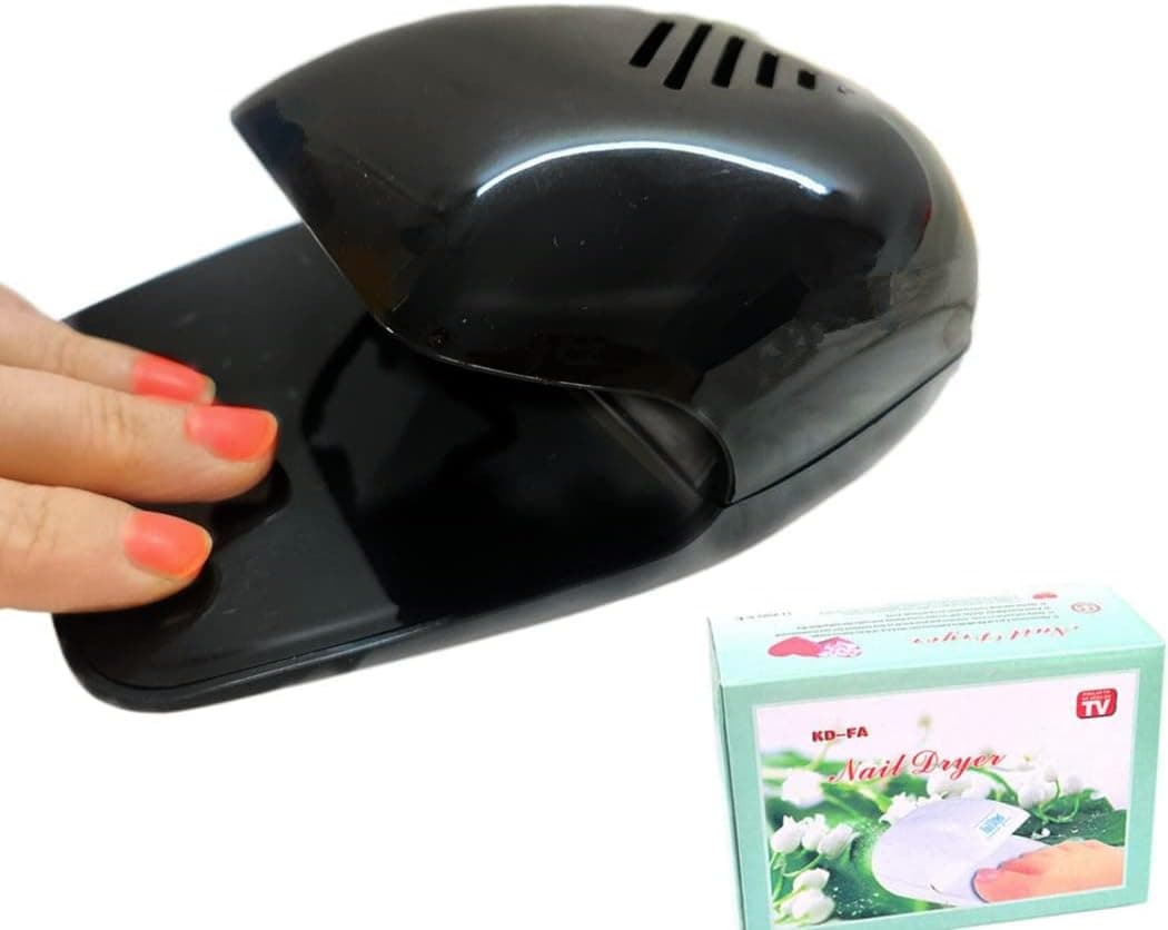 Portable Nail Fan Dryer for Nail Art Polish Gel Quick Dry Nail Dryer Blower Machine for Nail Salons Fingernail Toenail Black
