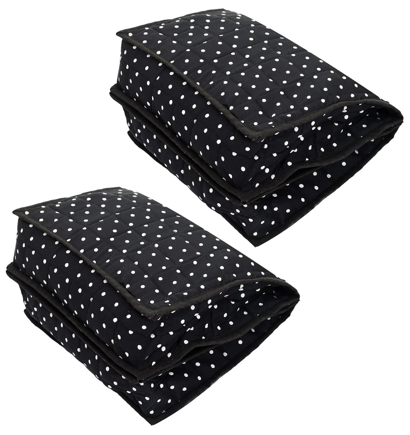 Kuber Industries Dot Printed Cotton Garments Storage Bag For Undergarments Lingerie Innerwear Socks Dipper With 2 Tranasparent Compartment Pack of 2 Black 45KM036