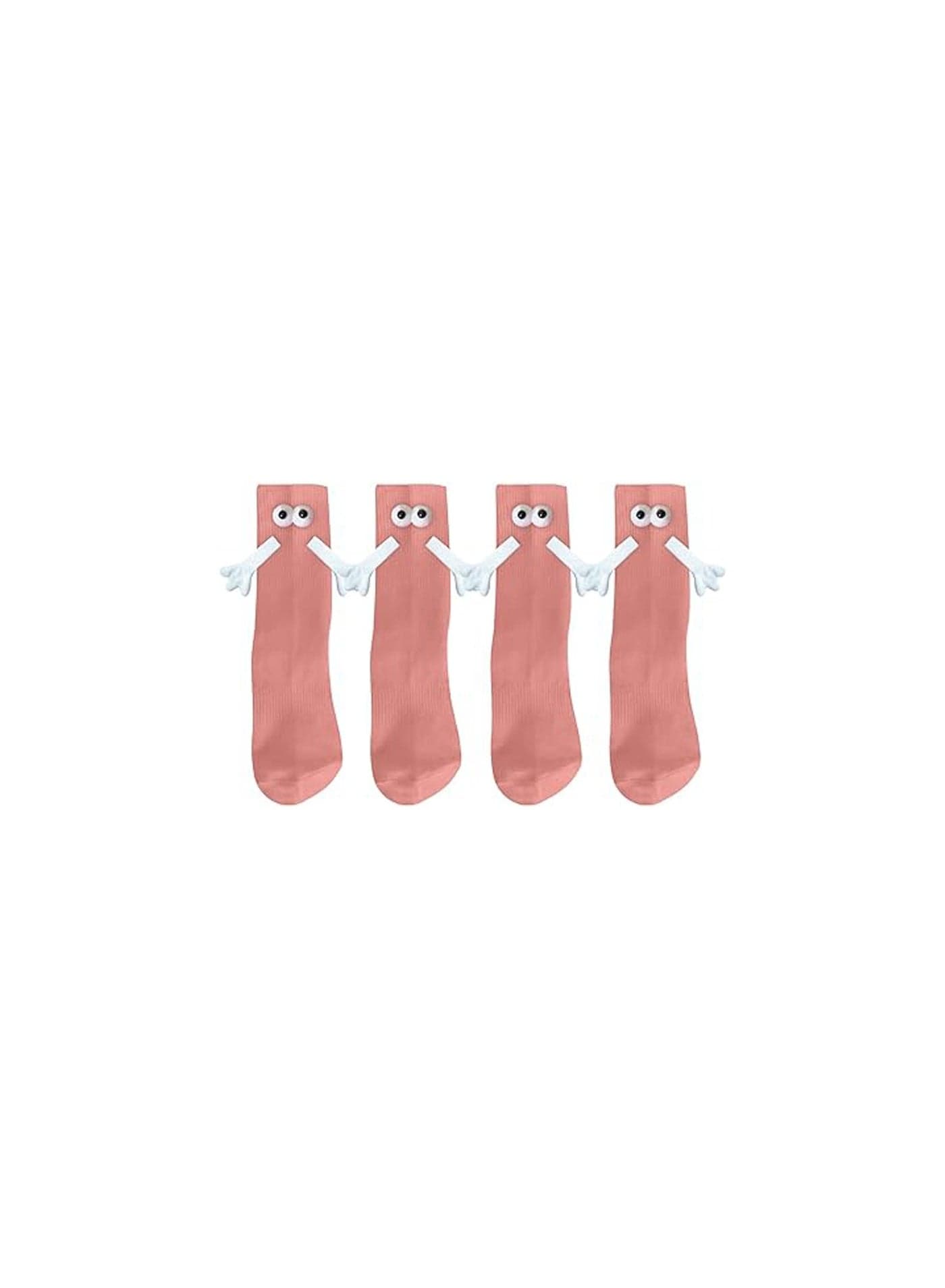 2 Pairs Hand Holding Socks, Couple Magnetic Hands Novelty Unisex Socks with Funny Matching Mid-Tube (Peach Pink)