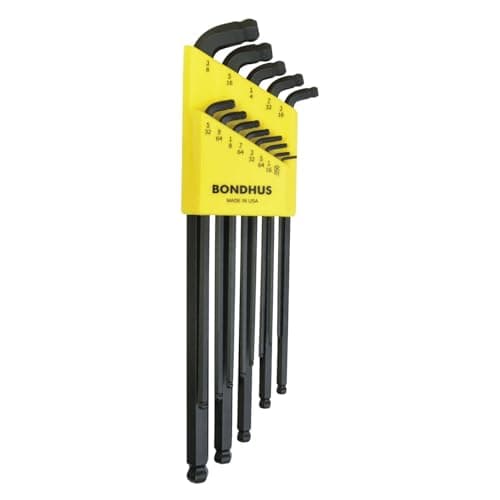 Bondhus 67037 Stubby Double Ball End L-Wrench Set with ProGuard Finish and Extra Long Arm, 13 Piece