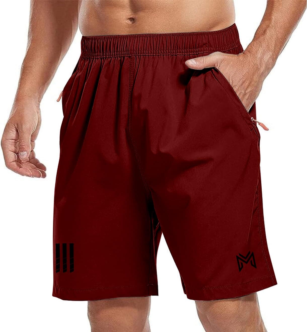 Mehrang Men's Ourdoor Comfort Fit Sports Shorts with Pockets | Quick Dry Workout Shorts for Men Gym Yoga and Running (in, Alpha, XL, Maroon)
