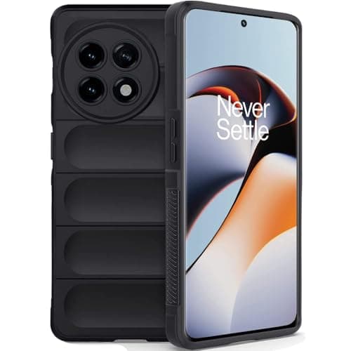 TheGiftKart Liquid Silicon Back Cover Case for OnePlus 11R 5G | Shockproof Military Grade Protection | Micro-Fibre Cloth On Inner Side | Anti-Slip Grip Back Cover Case for OnePlus 11R 5G (TPU, Black)