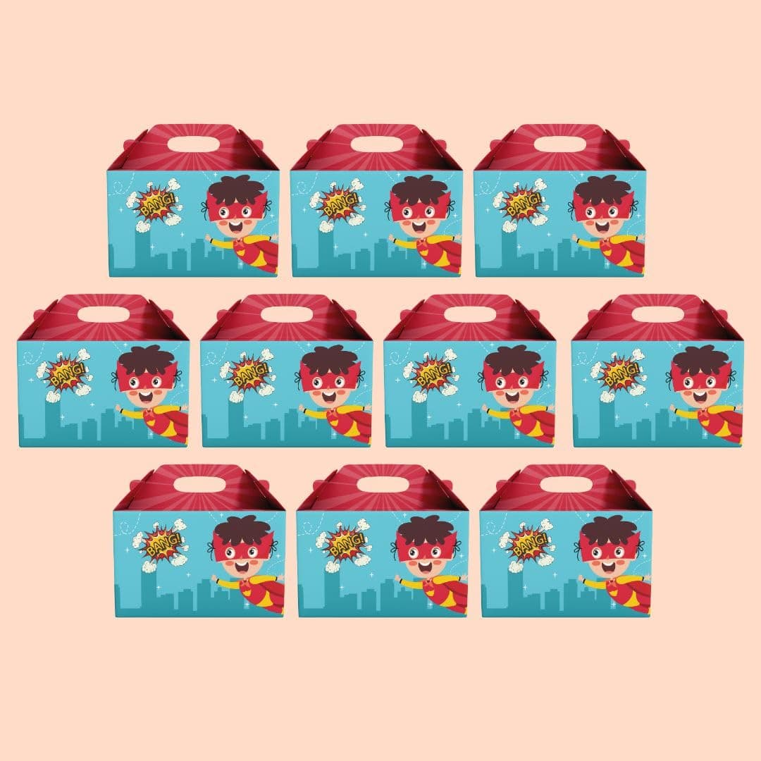 Cots and Cuddles 10pc Superhero Jungle Animals Unicorn Candy Designs Gift Box Festive Surprise Box Gift Box For Birthday Wedding Anniversary Superhero