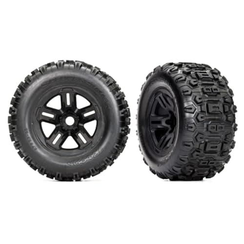 Traxxas 9672 Sledge 38 Sledgehammer PreGlued FrontRear Tires Black 2